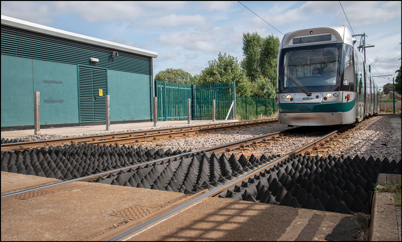 Raised, pointed pavers that indicate an incorrect crossing area